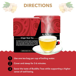 Buddha Teas Organic Herbal Kosher Ginger Root, Rich in Essential Vitamins, Minerals, Antioxidants, Health, Wellbeing, Non-GMO, Yeast-Free Caffeine-Free Herbal Tea (Case of 6)18 Tea Bags