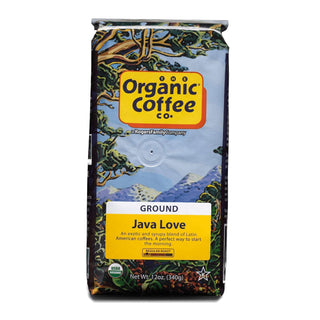 Organic Coffee Company Kosher "Java Love" 100% Arabica Medium Roast Ground Bean w/Milk Chocolate, Cinnamon Spice, Caramelized Sugar, Natural Regular Blend of Latin America Caffeinated Coffees (Case of 6) 12oz Bags