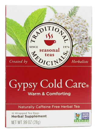 Traditional Medicinals Organic Herbal Kosher "Herbal Cold Care" w/Elderflower, Yarrow Flower & Peppermint Leaf, GMO-Free Caffeine-Free Herbal Tea (Case of 6) 16 Tea Bags