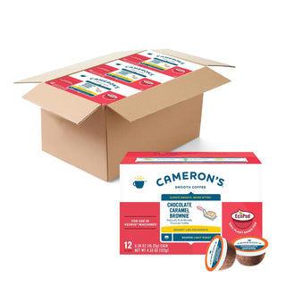 Cameron's Smooth Kosher Chocolate Caramel Brownie w/Smooth Sweet Buttery Flavor of Caramel, 100% Premium Arabica Light Roast Ground Bean Gluten-Free, Allergen-Free, Caffeinated Coffee (Case of 6) 4.33oz K-Cup Pods