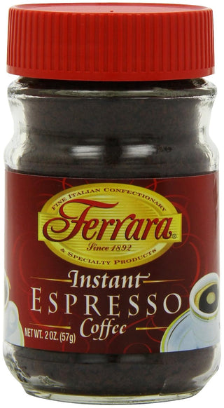 Ferrara Instant Espresso 100% Medium Roast Choice Robusta & Arabica Ground Beans w/Richness of Chocolate, Gluten-Free, GMO-Free Concentrated Caffeinated Coffee (Case of 12) 2oz Jar
