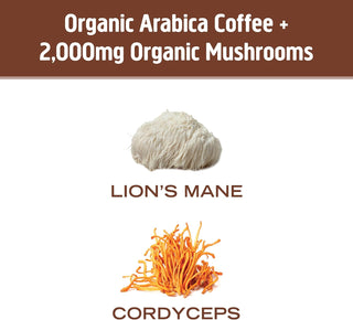 OM Mushroom Superfood Organic Kosher Mushroom Blend, 100% Arabica Beans, Functional Mushrooms: Lion's Mane, Cordyceps, Turkey Tail w/Ginkgo Biloba, Supports Energy & Focus Coffee Powder (Case of 10) 6.24oz Canister.