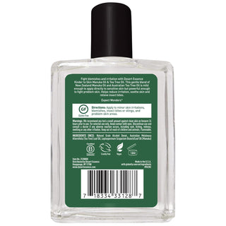 Desert Essence - Kinder to Skin, Pure New Zealand Manuka Oil & 20% Pure Australian Tea Tree Oil, Cruelty-Free, No Artificial Fragrances or Dyes, Vegan, Gluten-Free Oil (Pack of 1) 4.0oz Bottle