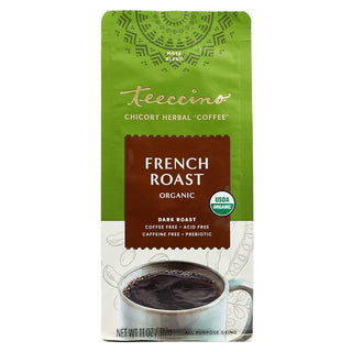 Teeccino Organic Herbal Kosher French Roast Maya w/Carob, Barley, Chicory, Ramón Seeds, Natural Flavor Dark Roast Ground Acid-Free, Wheat-Free, Yeast-Free, Gluten-Free, Dairy-Free Caffeine-Free Coffee (Case of 6) 11oz Bags