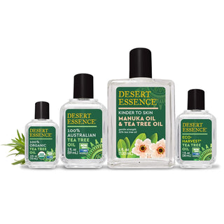 Desert Essence - Kinder to Skin, Pure New Zealand Manuka Oil & 20% Pure Australian Tea Tree Oil, Cruelty-Free, No Artificial Fragrances or Dyes, Vegan, Gluten-Free Oil (Pack of 1) 4.0oz Bottle