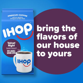 IHOP Kosher Velvet Night w/Signature Indulgent & Rich Taste, 100% Arabica Dark Roast Ground Bean Caffeinated Coffee (Pack of 1) 12 oz Bag