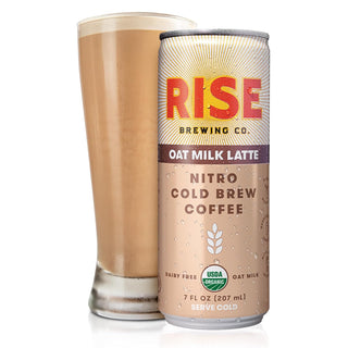 Rise Brewing Co. Organic Nitro Cold Brew Coffee, Oat Milk Nitrogen-Infused Dairy-Free, Non-GMO Cold Brew Latte (Case of 12) 7oz Fz Can