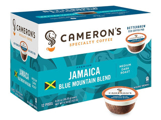 Cameron’s Kosher Specialty Jamaican Blue Mountain Blend 100% Premium Arabica Medium-Dark Roast Ground w/Hints of Chocolate & Dairy-Free Gluten-Free Caffeinated Coffee (Case of 6) 12 K-Cup Pods