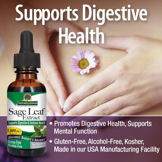 Nature's Answer Organic Sage w/Cold Bio-Chelated® Proprietary Extraction & Holistically Balanced, Authentic Botanical Fingerprint, 100% Pure w/No Synthetic Colors or Stabilizers, Gluten-Free, non-GMO, Yeast-Free, Alcohol-Free Extract (Pack of 1) 1.0oz Jar