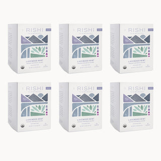 Rishi Organic Kosher Lavender Mint w/Peppermint, Licorice, Lavender, Sage, GMO-Free, Dairy-Free Caffeinated Herbal Tea (Case of 6) 15 Tea Bags