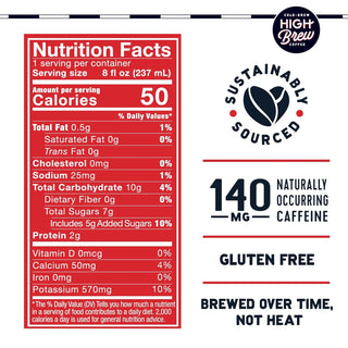 High Brew - Double Espresso Ready To Drink 100% Arabica Medium Roast Ground Beans Wheat-Free, Wheat-Free Caffeinated Coffee (Case of 12) 8oz Can