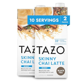 TAZO Skinny Chai Latte & Black Tea Concentrate, w/Spiced Notes of Cinnamon, Ginger &  Vanilla, Easy-to-Serve Chai Tea w/Less Calories for Everyday Lattes, Skinny Mocktails and Hot or Iced, Caffeinated Black Tea (Case of 6) 32oz Cartons