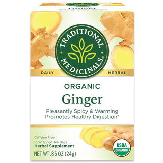 Traditional Medicinals Organic Herbal Kosher & Ginger Non-GMO, Fair-Trade Caffeine-Free Herbal Tea (Case of 6) 16 Tea Bags