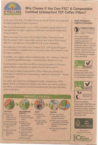 If You Care Coffee #2 Kosher Brown Unbleached Chlorine-Free Natural, Biodegradable, Compostable, Chlorine Free Gluten-Free Cone Filters (Pack of 1) 100 Count