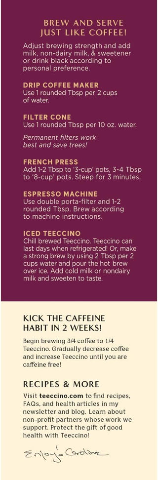 Teeccino Organic Herbal Kosher-Parve Chicory Mediterranean Hazelnut w/Carob, Barley, Dates, Almonds, Figs, Natural Flavor, Medium Roast Grind Caffeine-Free Coffee Alternative (Case of 6) 11oz Bags