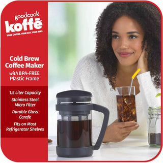 Goodcook Koffe 1.5L Glass Cold Brew Coffee Maker w/BPA-Free Plastic Frame (Case Of 2) 1 Count