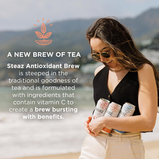 Steaz Organic Herbal Kosher Half & Half w/Lemonade Flavor, Stevia, Zero Calorie Caffeine Vegan, Fair-Trade, Green Tea (Case of 12)16 Fl Oz Cans