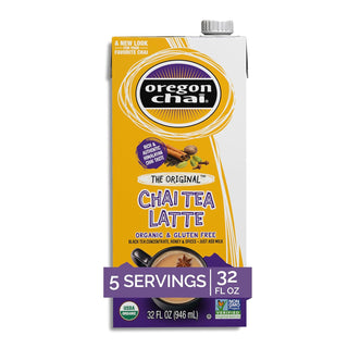 Oregon Chai Organic Kosher Tea Latte Concentrate "The Original" GMO-Free, Gluten-Free, Natural Black Tea (Case of 6) 32 Fl Oz.