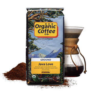 Organic Coffee Company Kosher "Java Love" 100% Arabica Medium Roast Ground Bean w/Milk Chocolate, Cinnamon Spice, Caramelized Sugar, Natural Regular Blend of Latin America Caffeinated Coffees (Case of 6) 12oz Bags