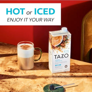 TAZO Skinny Chai Latte & Black Tea Concentrate, w/Spiced Notes of Cinnamon, Ginger &  Vanilla, Easy-to-Serve Chai Tea w/Less Calories for Everyday Lattes, Skinny Mocktails and Hot or Iced, Caffeinated Black Tea (Case of 6) 32oz Cartons