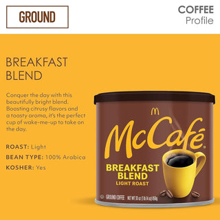 McCafé Kosher Breakfast Blend, w/Boasting Mild Fruity Flavors & Toasty Aroma, 100% Arabica Light Roast, Ground Bean Fat-Free, Plant Based Caffeinated Coffee (Pack of 3) 12-oz Bags
