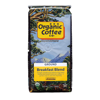 Organic Coffee Company Kosher, 100% Arabica Light Roasted Ground Bean Breakfast Blend w/Vanilla Bean, Toffle, Citrus Fruit Finish  Natural Flavored Fair-Trade Caffeinated Coffee (Case of 6) 12oz Bags
