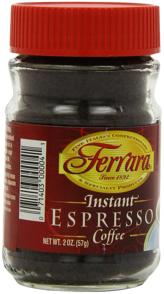 Ferrara Instant Espresso 100% Medium Roast Choice Robusta & Arabica Ground Beans w/Richness of Chocolate, Gluten-Free, GMO-Free Concentrated Caffeinated Coffee (Case of 12) 2oz Jar
