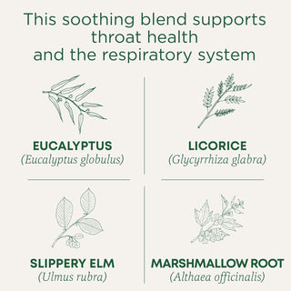Traditional Medicinals Organic Herbal Throat Coat Eucalyptus w/Eucalyptus Leaf, Licorice Root, Spearmint Leaf, Marshmallow Root, Slippery Elm Bark, Licorice Root Dry Aqueous Extract 6:1 Caffeinated Herbal Tea (Case of 6) 16 Tea Bags