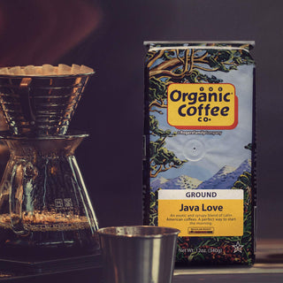 Organic Coffee Company Kosher "Java Love" 100% Arabica Medium Roast Ground Bean w/Milk Chocolate, Cinnamon Spice, Caramelized Sugar, Natural Regular Blend of Latin America Caffeinated Coffees (Case of 6) 12oz Bags