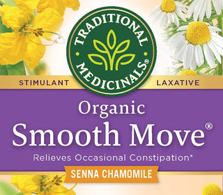Traditional Medicinals Organic Herbal Kosher & Smooth Move Chamomile w/Senna Leaf, Herbal Supplements GMO-Free, Naturally Caffeine-Free Herbal Tea (Case of 6) 16 Tea Bags