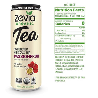 Zevia Organic Herbal Sweet Hibiscus Passion Fruit w/Natural Flavors, Stevia Leaf Extract, Vegan, Wheat-Free, GMO-Free, Kosher, Yeast-Free, No-Sugar, Zero-Calories Caffeine-free Green Tea (Case of 12) 12 Fz Cans