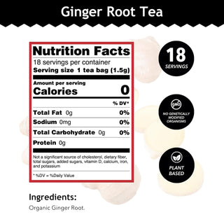 Buddha Teas Organic Herbal Kosher Ginger Root, Rich in Essential Vitamins, Minerals, Antioxidants, Health, Wellbeing, Non-GMO, Yeast-Free Caffeine-Free Herbal Tea (Case of 6)18 Tea Bags