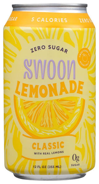 Swoon - Lemonade w/Lemon Juice Concentrate, Monk Fruit Extract, Lactic Acid, Citric Acid Lemonade (Case of 12)12 Fz Can