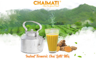 ChaiMati Organic Turmeric Chai Latte - Powdered Instant Golden Milk w/NONFAT Dry Milk, Turmeric, Cinnamon, Ginger, Black Pepper, Lightly Sweetened, Makes 100 Cups - gets "Chai on your Mind" Caffeine-Free Powdered Mix (Pack of 1) 2 Pound (32 Oz) Pack