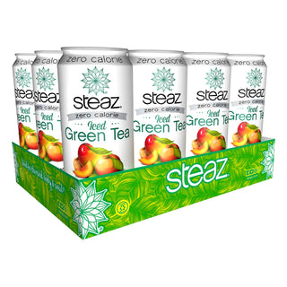 Steaz Organic Kosher, Vegan, Stevia, Zero Calorie Peach Mango Caffeine Green Tea (Case of 12) 16 Fl Oz Cans