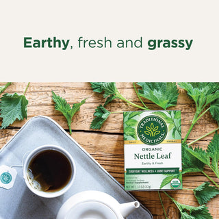 Traditional Medicinals Organic Herbal Kosher Nettle Leaf w/Stinging Nettle Leaf, Naturally Caffeine-Free Herbal Tea (Case of 6) 16 Tea Bags