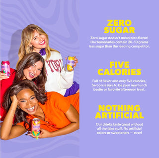 Swoon - Lemonade w/Lemon Juice Concentrate, Monk Fruit Extract, Lactic Acid, Citric Acid Lemonade (Case of 12)12 Fz Can