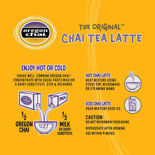 Oregon Chai Organic Kosher Tea Latte Concentrate "The Original" GMO-Free, Gluten-Free, Natural Black Tea (Case of 6) 32 Fl Oz.