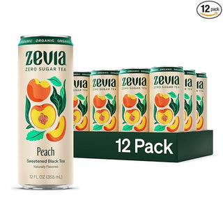 Zevia Organic Kosher Peach, w/Stevia Leaf Extract, Gluten-Free, GMO-Free, Fair-Trade, Vegan, Wheat-Free, Yeast-Free, Zero Calories, Sugar-Free Caffeine-Free Black Tea (Case of 12) 12 Fz Cans
