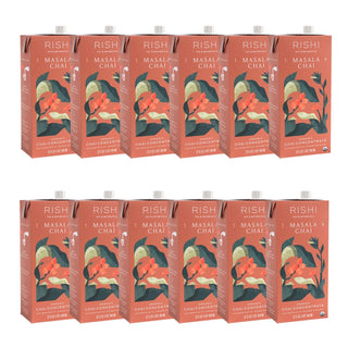 Rishi Organic Masala Chai Concentrate w/Molasses, Ginger Root, Kosher, Dairy-Free Black Tea (Case of 12) 32oz Chai Tea