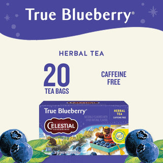 Celestial Seasonings Herbal True Blueberry w/Subtle Overtones of Purple Gapes, Hibiscus, Caffeine-Free Herbal Tea (Case Of 6) 20 Tea Bags