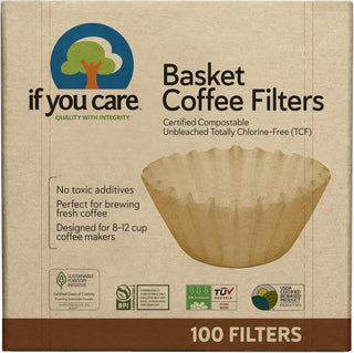 If You Care Kosher Brown Unbleached Chlorine-Free Natural, Biodegradable, Compostable, Chlorine Free Gluten-Free Cone Filters (Case of 12) 100 Count