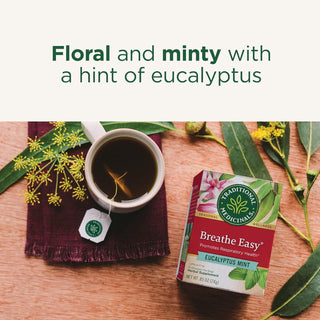 Traditional Medicinals Organic Herbal Kosher Breathe Easy, w/Eucalyptus Leaf, Fennel Fruit, Ginger Rhizome, Peppermint Leaf & Magnolia Flower, GMO-Free, Caffeine-Free Herbal Tea (Case of 6) 16 Tea Bags