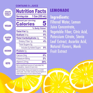 Swoon - Lemonade w/Lemon Juice Concentrate, Monk Fruit Extract, Lactic Acid, Citric Acid Lemonade (Case of 12)12 Fz Can