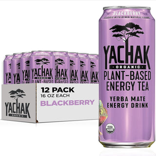 Yachak Organic Yerba Mate Blackberry Plant-Based Energy w/Yerba Mate Extract, Cane Sugar, Passionfruit Concentrate, Non-GMO Project Certified, Gluten Free Fair-Trade Caffeinated Green Tea (Case of 12)16oz Cans