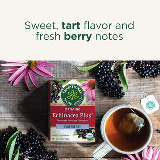 Traditional Medicinals Organic Herbal Kosher Echinacea Plus w/Elderberry Non-GMO, Fair-Trade, Caffeine-Free Herbal Tea (Case of 6) 16 Tea Bags