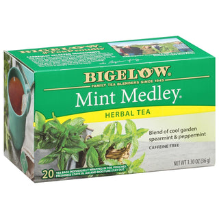 Bigelow Tea Herbal Kosher, Mint Medley w/Peppermint Leaves, Spearmint Leaves, Lemon Peel Rosehips, Hibiscus Gluten-Free, GMO-Free, Herbal Tea (Case Of 6) 20 Tea Bags