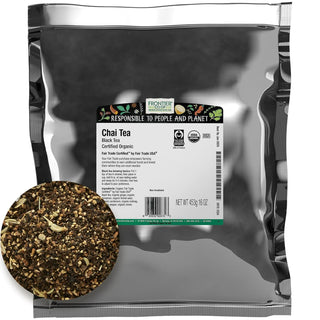 Frontier Organic Kosher, Non-Irradiated, Herbal Chai w/Ginger, Fennel, Cloves, Black Pepper, Cardamom & Cinnamon, No Artificial additives, No Chemicals, Certified Fair-Trade Caffeinated Herbal Tea (Pack of 1) 1lb Single Bulk Item