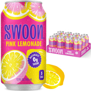 Swoon Lemonade Pink w/Lemon Juice Concentrate, Strawberry Juice Concentrate, Lemon Oil, Raspberry Juice Concentrate, Monk Fruit Extract, Vegetable Juice (Case of 12) 12 Fz Can