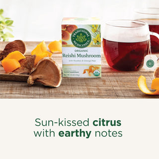 Traditional Medicinals Organic Kosher Herbal  Reishi Mushroom w/Rooibos, Orange Peel GMO-Free Caffeinated Herbal Tea (Case of 6) 16 Tea Bags